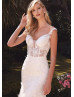 Ivory Floral 3D Lace Beaded Mermaid Wedding Dress